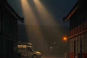 后厨灶台上翻滚的红烧肉与锅铲的画面